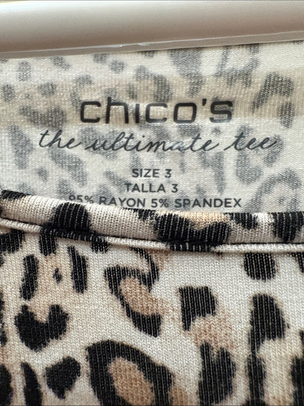 Chico's Beige and Black Leopard-Print Long Sleeve Top - Picture 2 of 3